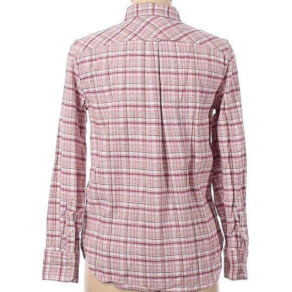 J Crew 100% CLASSIC FLANNEL cotton button down pink plaid shirt blouse 6 - Picture 2 of 2